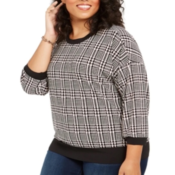 Tommy Hilfiger Banded Houndstooth Blouse Size 1X - Picture 1 of 6